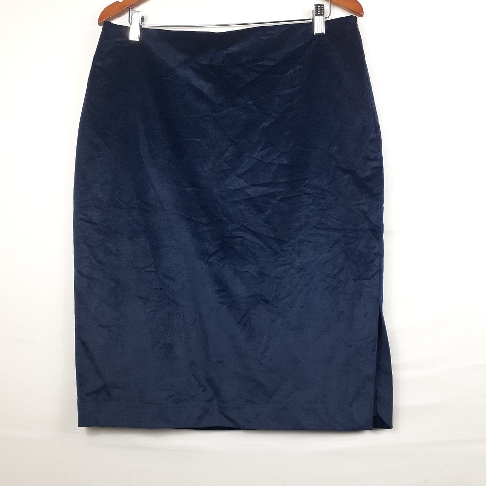 Banana Republic Velvet Pencil Skirt Navy Size 12 - Picture 3 of 8
